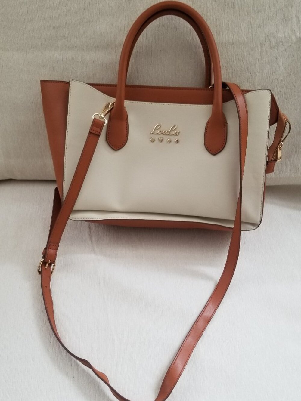 Lou Lu Beige Brown Hand bag Used in excellent condition Like New with out tags